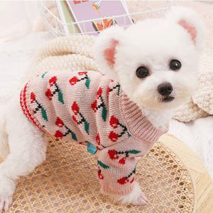 강아지의류 강아지옷 핑크 체리니트 강아지의류 강아지겨울옷 강아지후리스 강아지플리스