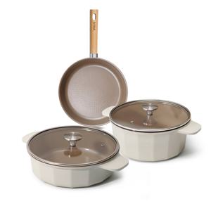 STOLTZ  크림 냄비 프라이팬 IH 인덕션 알뜰 주방 3종세트(양수24+전골24+팬26)