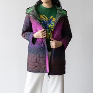 [최초가 638000원] 그라데이션 후드 패딩 하프 코트 AGWPCT84