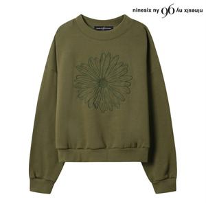 정상가:89,000원 ㅣ 빅 플라워 자수 루즈핏 기모 맨투맨 티셔츠 (NO4LW008L0)