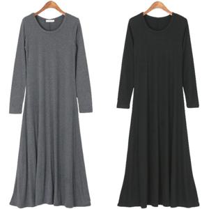 [하프클럽] 슬림플레어기모 긴팔롱원피스 겨울레이어드 베이직무지티