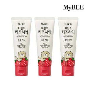 마일드 키즈치약 딸기향 100g 3개(불소 500ppm, 계면활성제 무첨가, 천연딸기향)