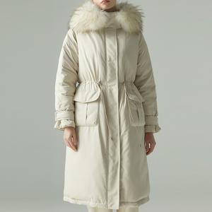 [CJ단독][최초가 399,900원]헤이즈 라쿤퍼 헝가리 롱 구스다운 코트