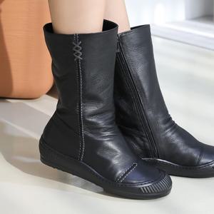 [브리치]  /  지쎄수제화 양가죽 퍼안감 토킹 미들부츠 5cm