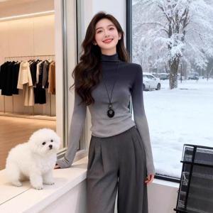 [브리치]  / 가을  여성 하이넥 슬림핏 이너웨어 그레이 S