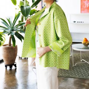 [최초가 318000원] A로고 마블링 윙 카라 하프 재킷 (AGSPJK02) 라임