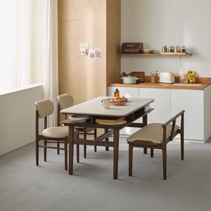 쉬어 델라 양면 포세린 세라믹 수납형 4인 식탁세트 (벤치형)