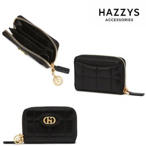 [선물포장] 블랙 퀼팅 가죽 지퍼 카드지갑 동전수납 HIHO4E755BK