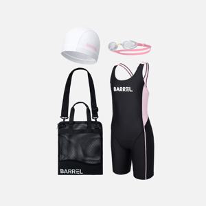 키즈 여아 X백 4부 반신 수영키트 블랙 (B4SKSKT301BLK)