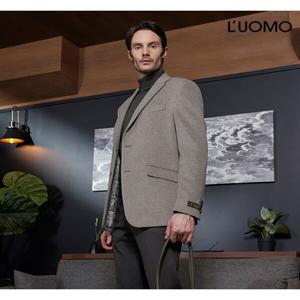 남성 울 캐시미어 블렌딩 퀼팅 재킷 베이지