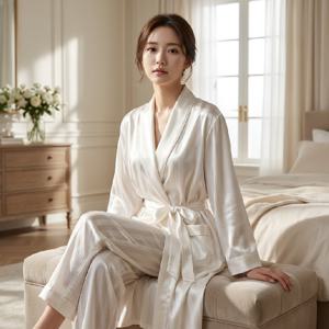 비비안 고급스러운 광택의 샤틴숄가운 여자 로브가운 GW8869W