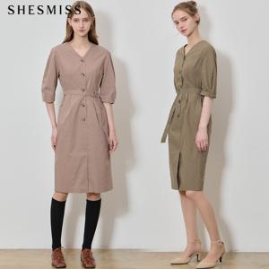 (SHESMISS)] 페미닌 브이넥 다트 원피스 (택가격: 398000원)