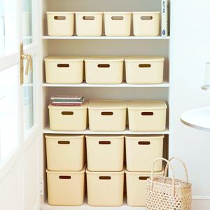 보노홈 리빙박스 팬트리 정리함 L 4개 손잡이형 수납박스 뚜껑포함