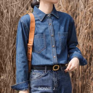 [브리치] 보니제이 / 골드버튼 데님 셔츠 청남방 여성 가을 데일리룩 긴팔