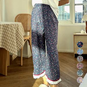 마리끄 국내산 순면 아사 60수 여성 플라워 레이스 실내복 파자마바지