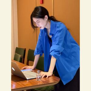 [브리치] 제로투올샵 / 프랑스 감성 블루 셔츠 봄 신상 여성 캐주얼 디자인 루즈핏 파란색 셔츠