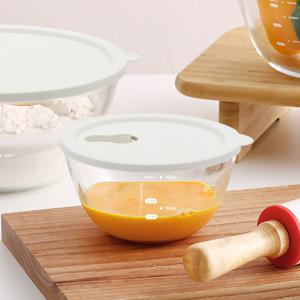 리본제이 내열유리 계량 믹싱볼 실리콘 뚜껑 세트 800ml / 전자레인지 오븐글라스 스팀홀