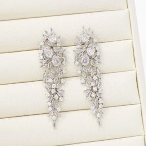 여자 리프 롱드롭 낙엽 샹들리에 웨딩 키치룩 귀걸이