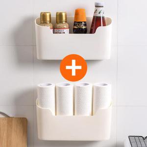1+1 무타공 벽걸이 수납함 다용도 주방 양념통 욕실 선반 틈새 정리함