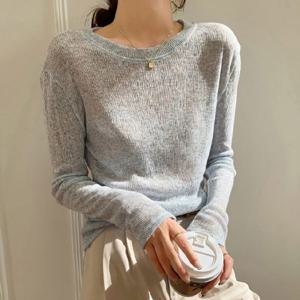 여리 얇은니트 긴팔 시스루 니트 티셔츠 여름용니트 시스루니트 얇은니트 긴팔니트 여리여리니트