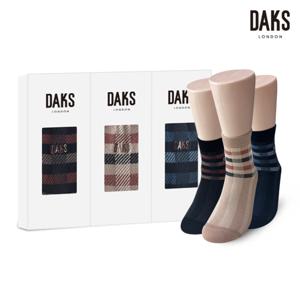 양말 신사 3족 선물세트 면후다중목 작은체크 25815