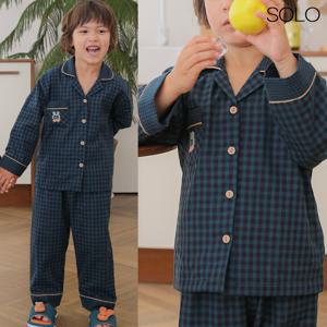 국내산 순면 남아잠옷 남아동 키즈 초등학생 가을 주니어 체크 잠옷 파자마세트