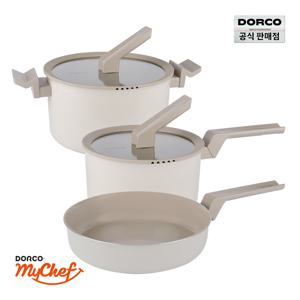 마린 베이지 IH 인덕션 세라믹 프라이팬+냄비 3종세트[팬24+편20+양24]