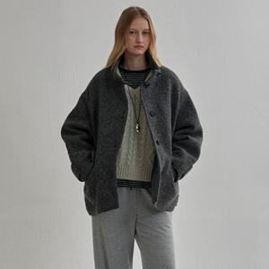 [모우트] HIGH-NECK ALPACA JACKET_ASH GRAY [MO25WJK001A]