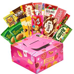 스낵24 화이트데이 발렌타인데이 러브유 스위트 하트 케이크상자 과자선물세트 14p