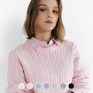 355505 5gg 꽈배기 라운드넥 니트 스웨터