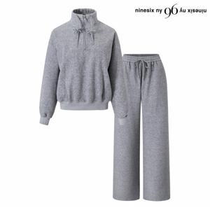 정상가:159,000원 ㅣ 융털 기모 반집업 맨투맨 롱 팬츠 셋업 (NP4OW004L0)