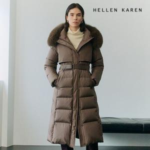 [헬렌카렌]25FW 블루 폭스퍼 헝가리 롱 구스다운 점퍼_637793