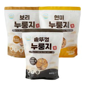 [매홍] 국내산 100% 현미/백미/보리 누룽지 3종 세트 (총 2.2kg)