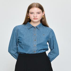 헤지스 여성 [[25FW]] HSSH5D805B2 [시즌오프][아이코닉] 데님 베이직 셔츠 블루