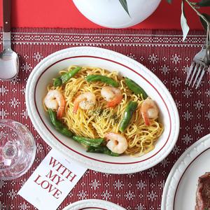 쉐난고 카디날 빈티지 레드 라인 샐러드 타원볼 24.8cm