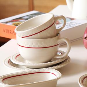 쉐난고 카디날 빈티지 레드 라인 커피 잔 카페라떼잔 350ml