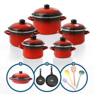 [선택1)깊은형] ELO IH 빨강법랑냄비 깊은형 세트