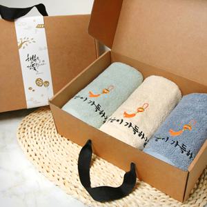 [송월타올] 명절기프트세트D옥행운자수3p-크라프트+띠지