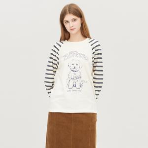 [본사] 강아지 프린팅 래글런 티셔츠_BATS52561IV