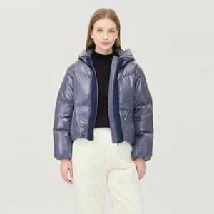 [본사] [Online Exclusive] 컬러 니트 테이핑 숏 다운 점퍼_BAPDE5561BL