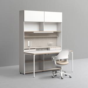 1600폭 6단 멀티책상세트 (조명+도어형)+링고/올라운드/아이블 의자