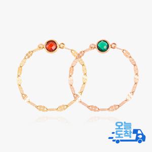 엘렌쥬얼리 14K 18K 네잎 클로버 탄생석 체인 금 반지