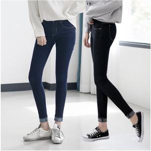 지기핏 데일리 생지 스키니진 블랙 진청 허리스판