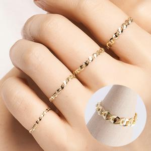 14K 18K 플랫 체인 금 반지