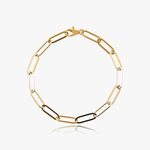 14K 18K 할로우 신 클립 체인 금 팔찌