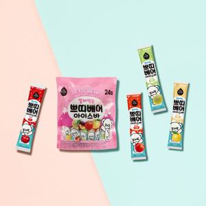 엘제이드 얼려먹는 쁘띠베어 아이스바 35mL 24입 (사과, 배, 멜론, 자두맛)