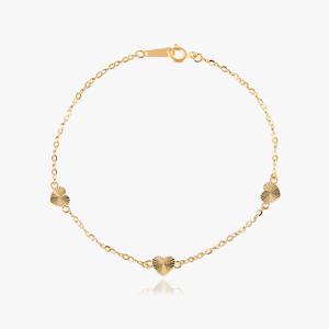 14K 글렌 하트 컷팅 체인 금 팔찌