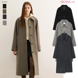 시스티나 여성 겨울 울 하이넥 발마칸 클래식 데일리 롱 코트 4I030