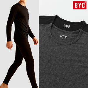 남자발열내복 겨울 따뜻한 보온 내의 얇은 스판 라운드 세트