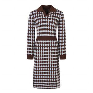 정가339000 할리퀸체크 카라 니트 원피스 SHOCX2938